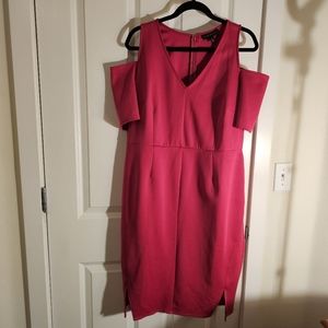 ✅️ Lane Bryant Hot Pink Cold Shoulder Dress Size 16